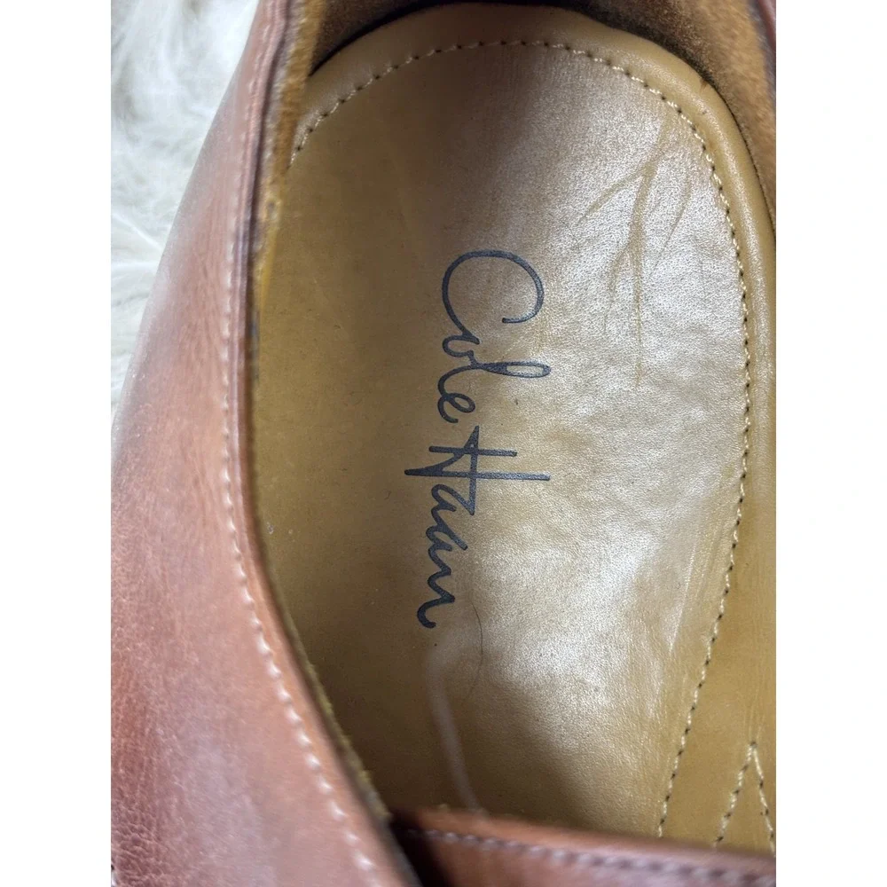 Cole Haan Dress Shoes Mens 15M Brown Leather Split Apron Toe Oxford Derby